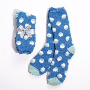 6 Pair Women's Fuzzy Slipper Socks Multicolor Polka Dot Bow